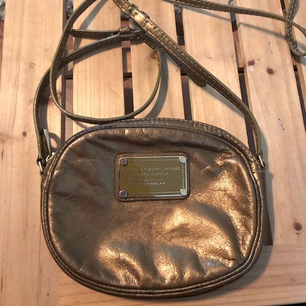Marc By Marc Jacobs gold leather crossbody purse